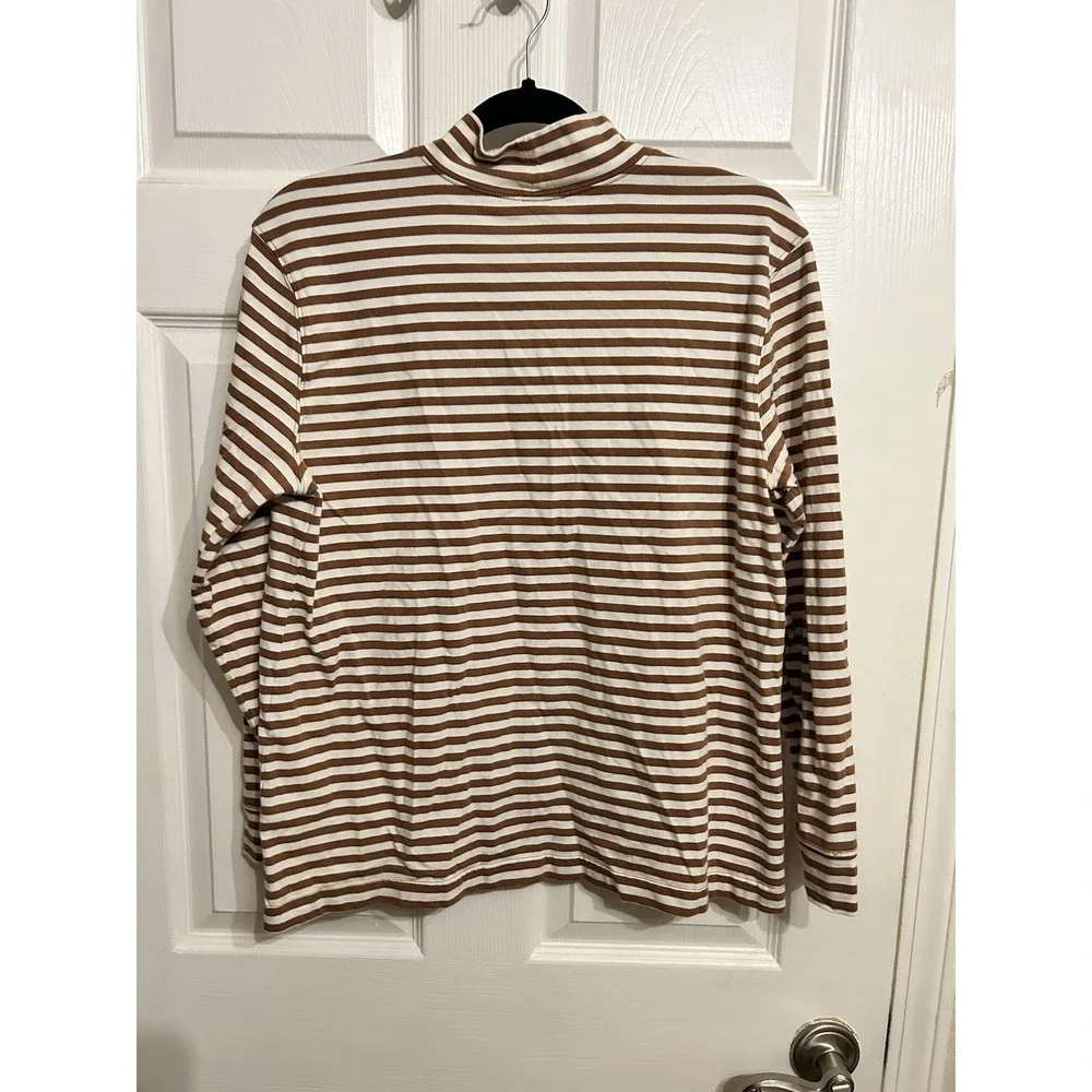 Lands End Women's‎ M 8-10 Mock Turtleneck Cotton Striped Casual Versatile Cozy